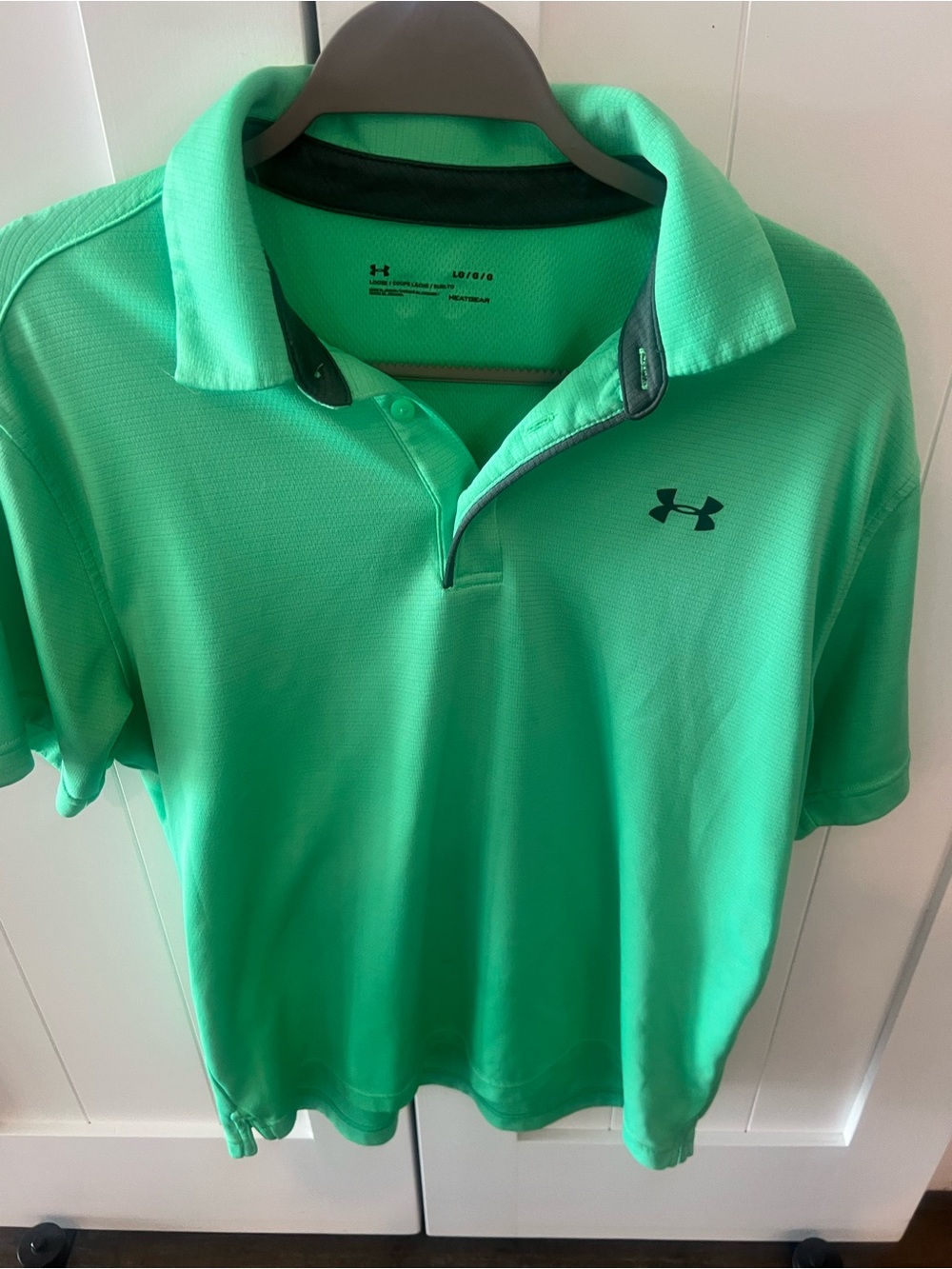 Under Armour Men’s Polo Shirt in Bright Mint Green with Black Logo